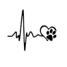 Heartbeat & pet footprint - autocollant vinyle
